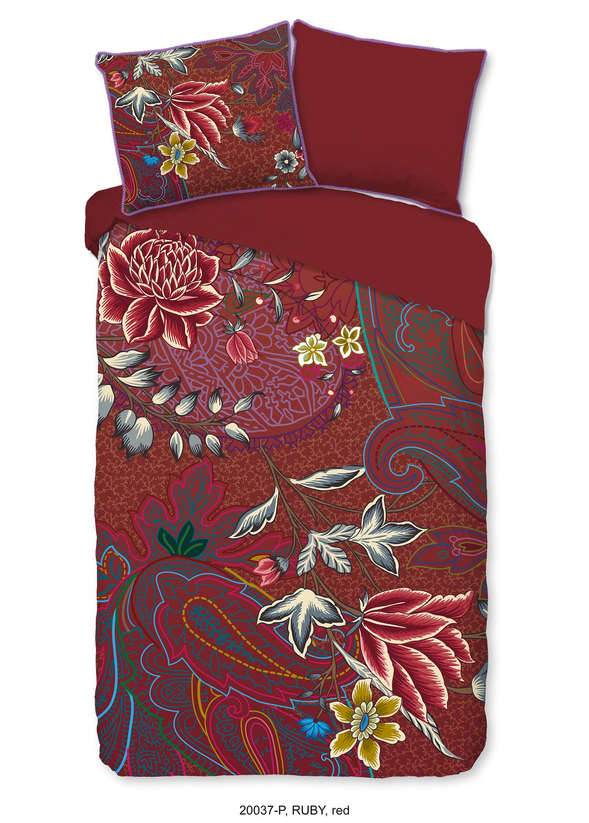Glück Percal Duvet Cover "Ruby" - Rot - Dubbele instopflap