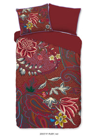 Glück Percal Duvet Cover "Ruby" - Rot - Dubbele instopflap