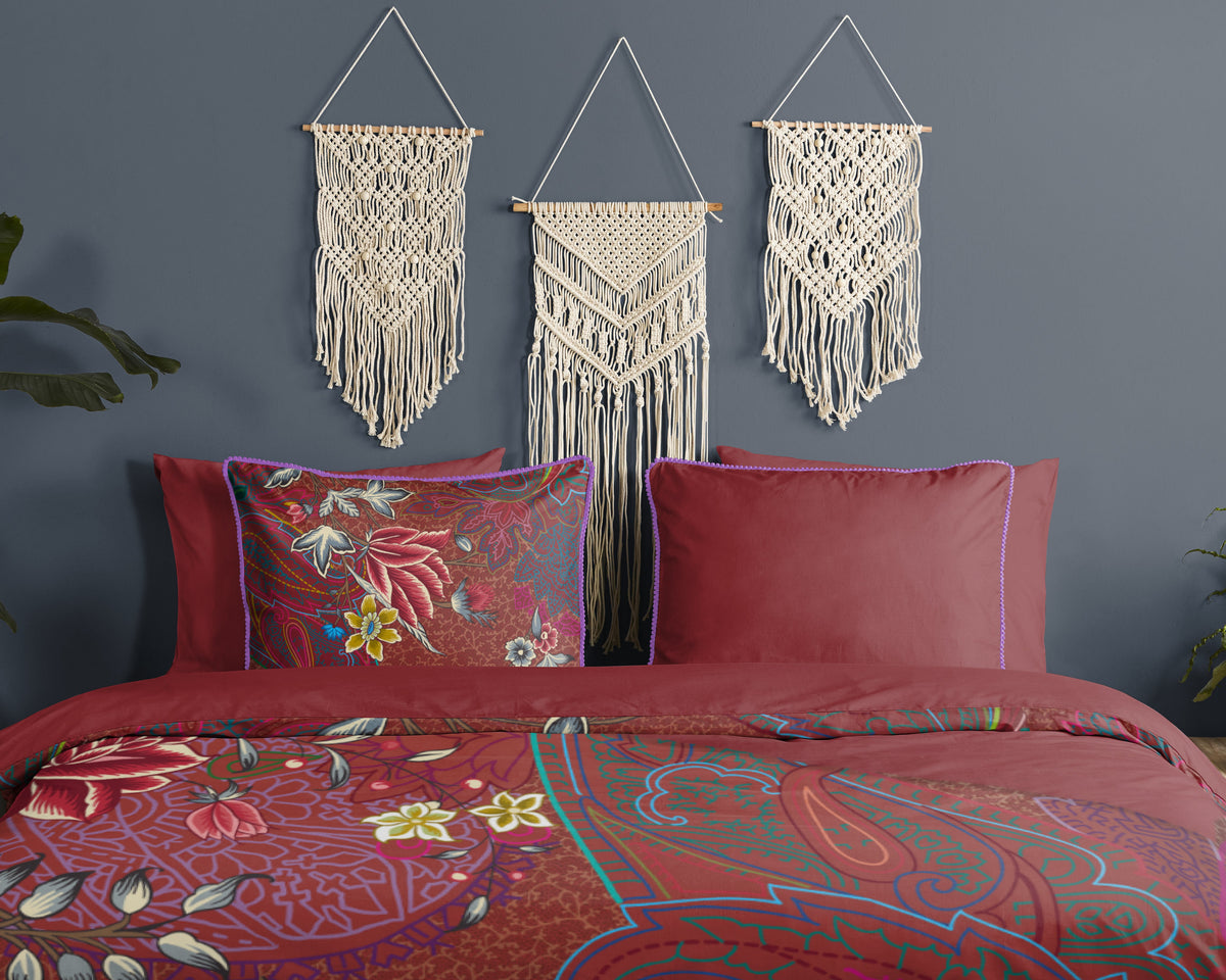 Glück Percal Duvet Cover "Ruby" - Rot - Dubbele instopflap