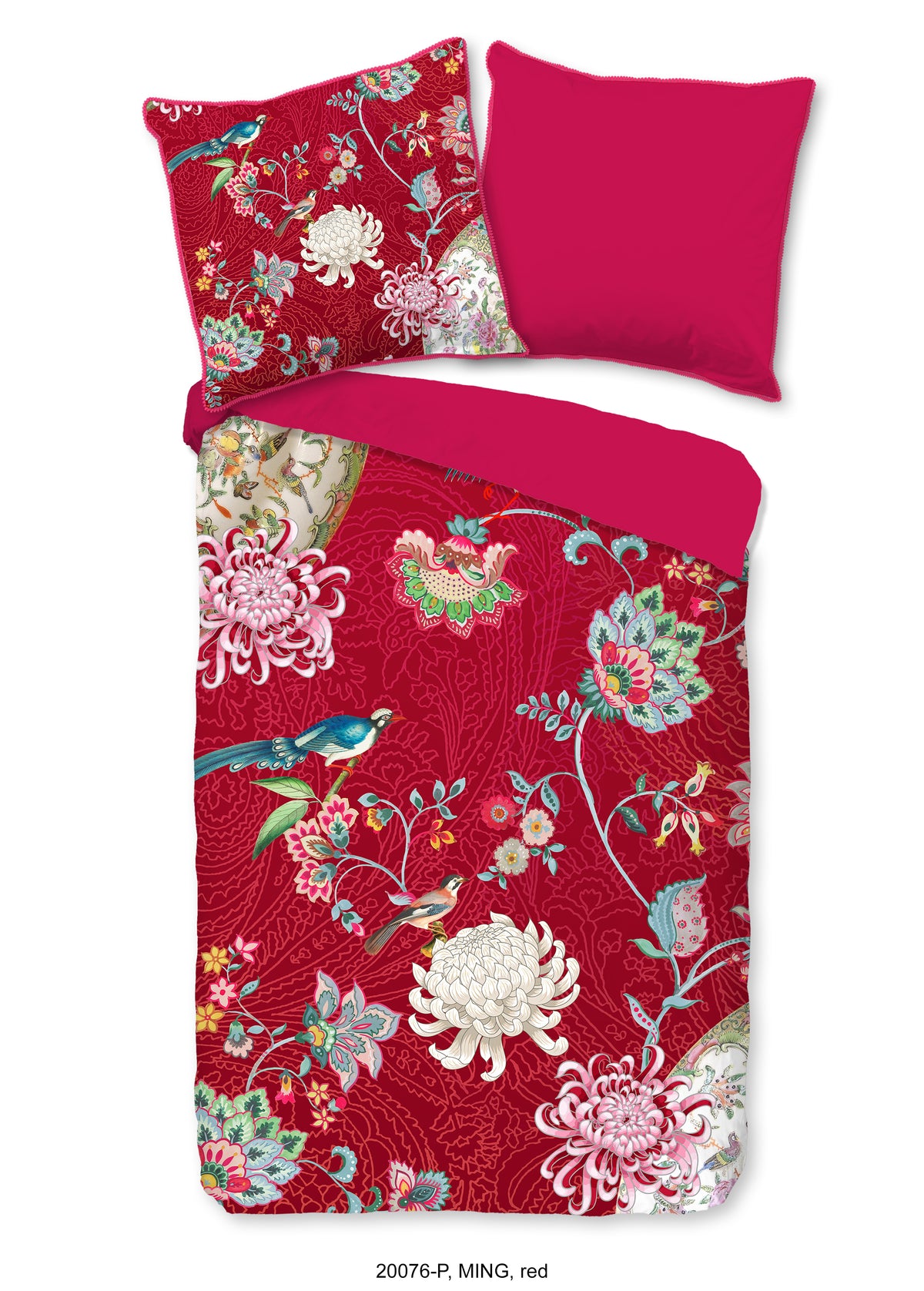 Glück Percal Duvet Cover "Ming" - Rot - Rits