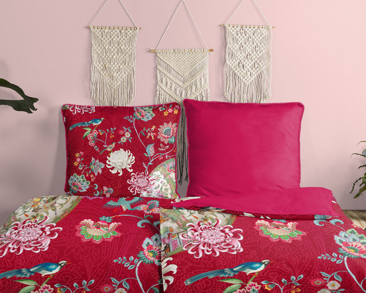 Glück Percal Duvet Cover "Ming" - Rot - Rits