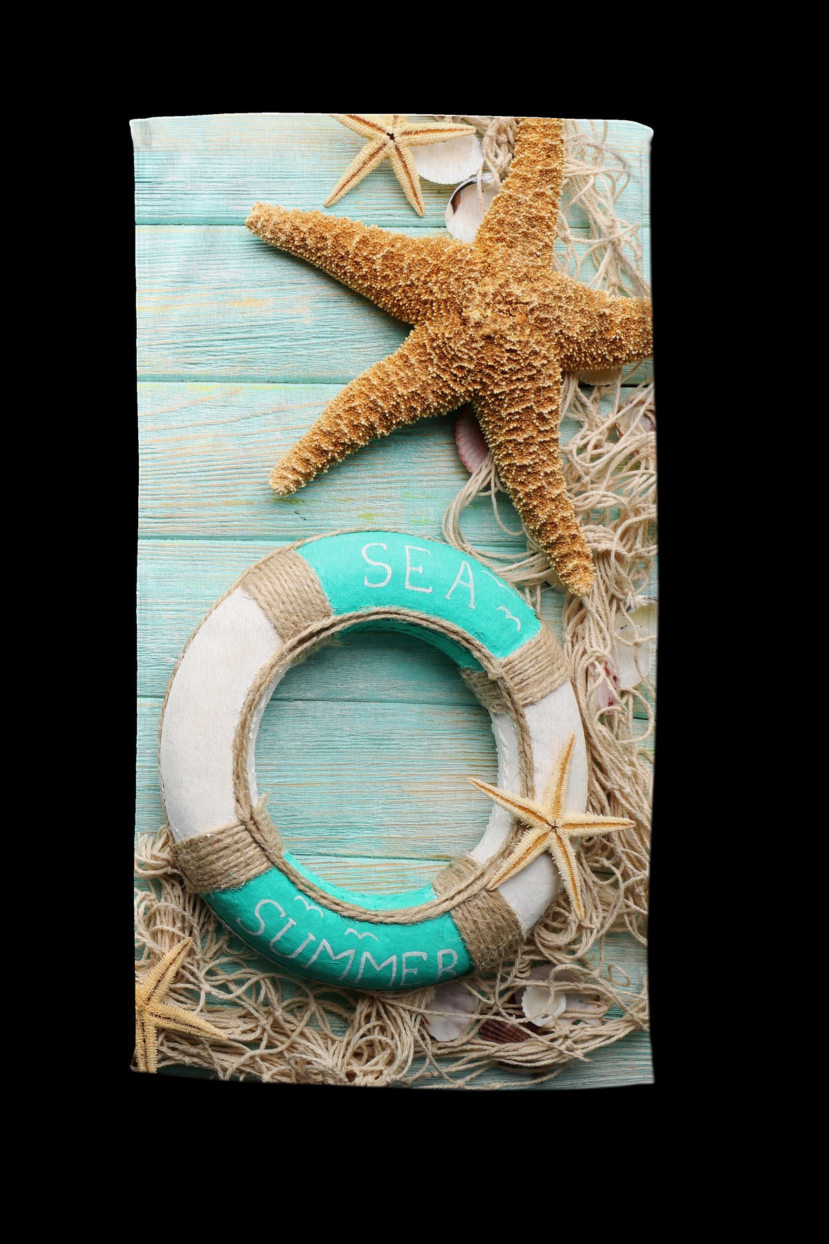 BeachTowel Poly Velours Guten Morgen Aqua - Gesloten
