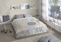 Guten Morgen Flanellen Duvet Cover "Prancer" - Grau - Rits