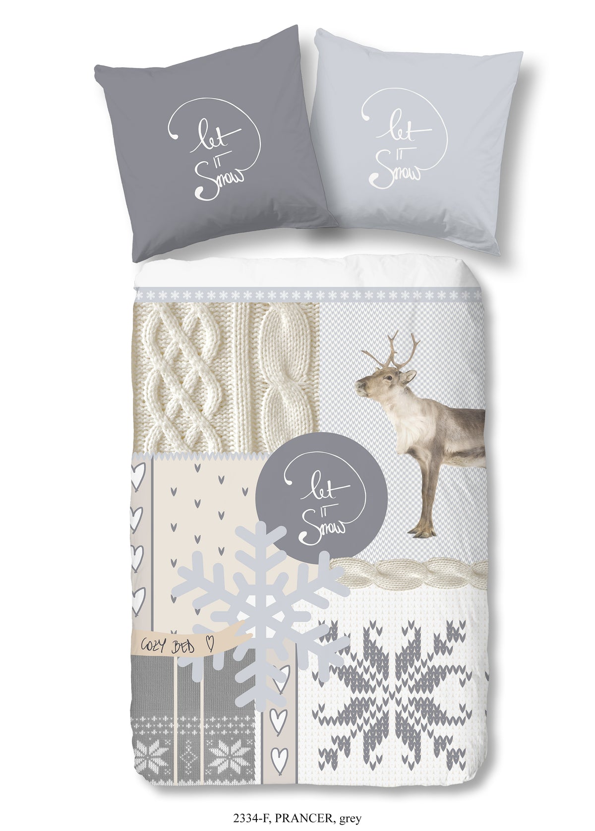 Guten Morgen Flanellen Duvet Cover "Prancer" - Grau - Rits
