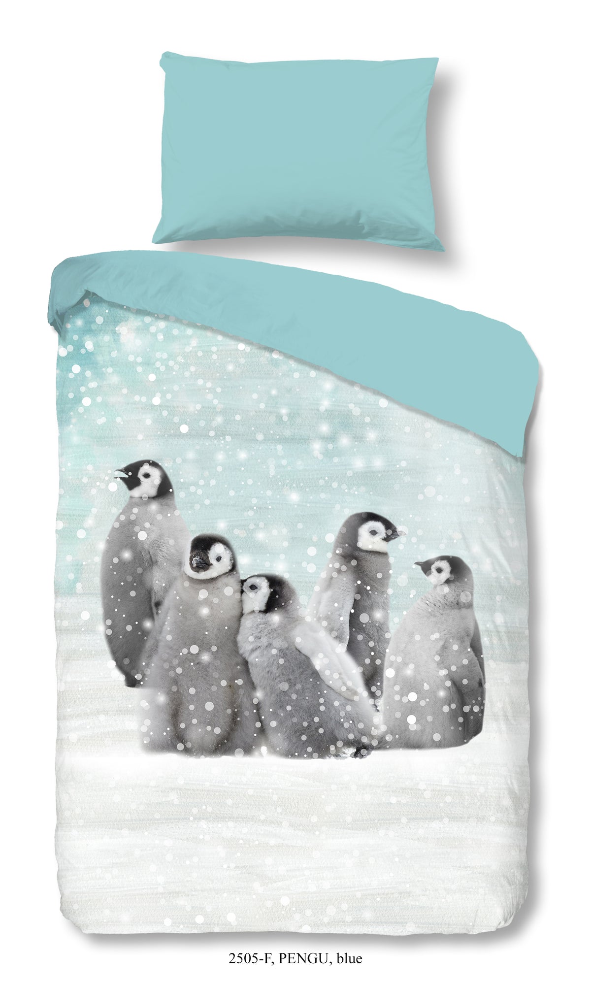Guten Morgen Flanellen Duvet Cover "Pengu" - Blau - Rits