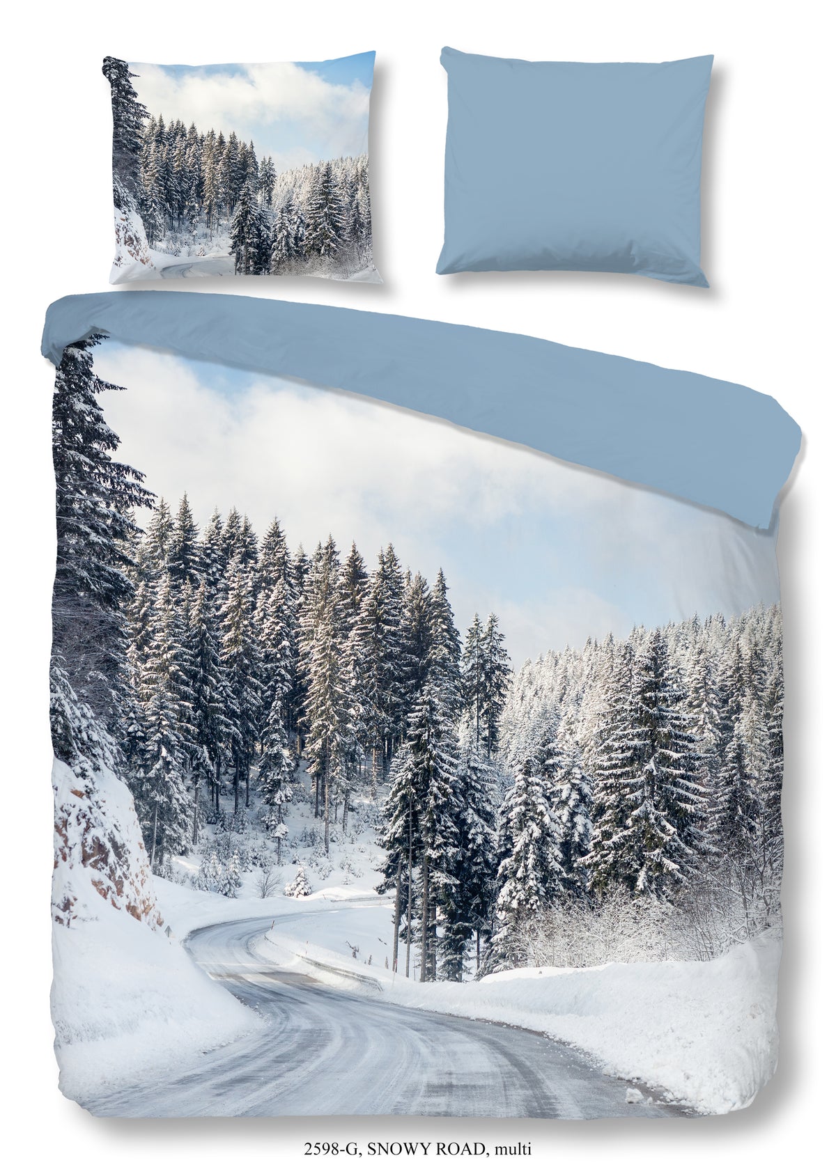 Guten Morgen Flanellen Duvet Cover "Snowy Road" - Multi - Dubbele instopflap