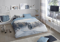 Guten Morgen Flanellen Duvet Cover "Snowy Road" - Multi - Dubbele instopflap