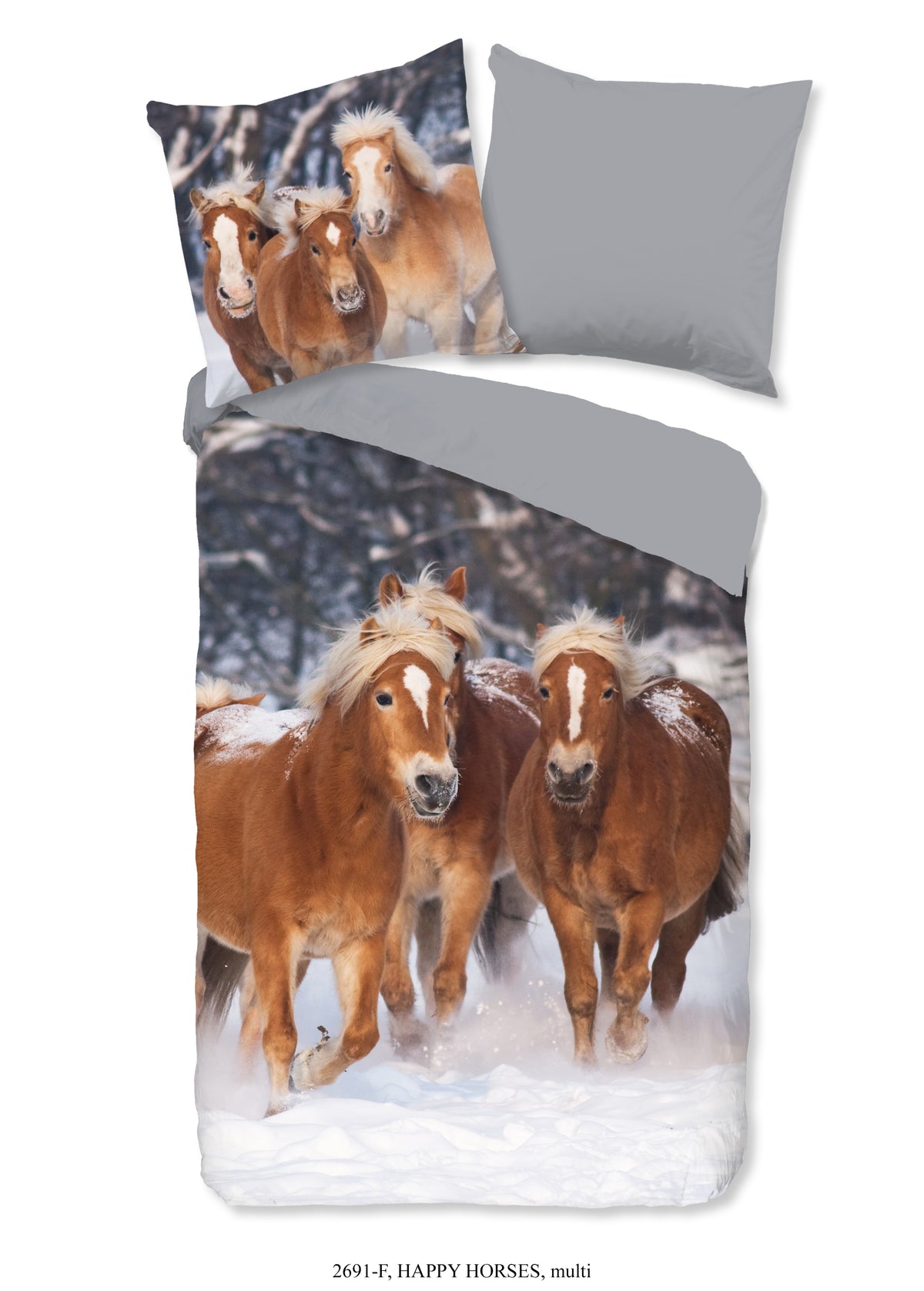 Guten Morgen Flanellen Children's Cupbe Cover "Happy Horses" - Multi - Rits