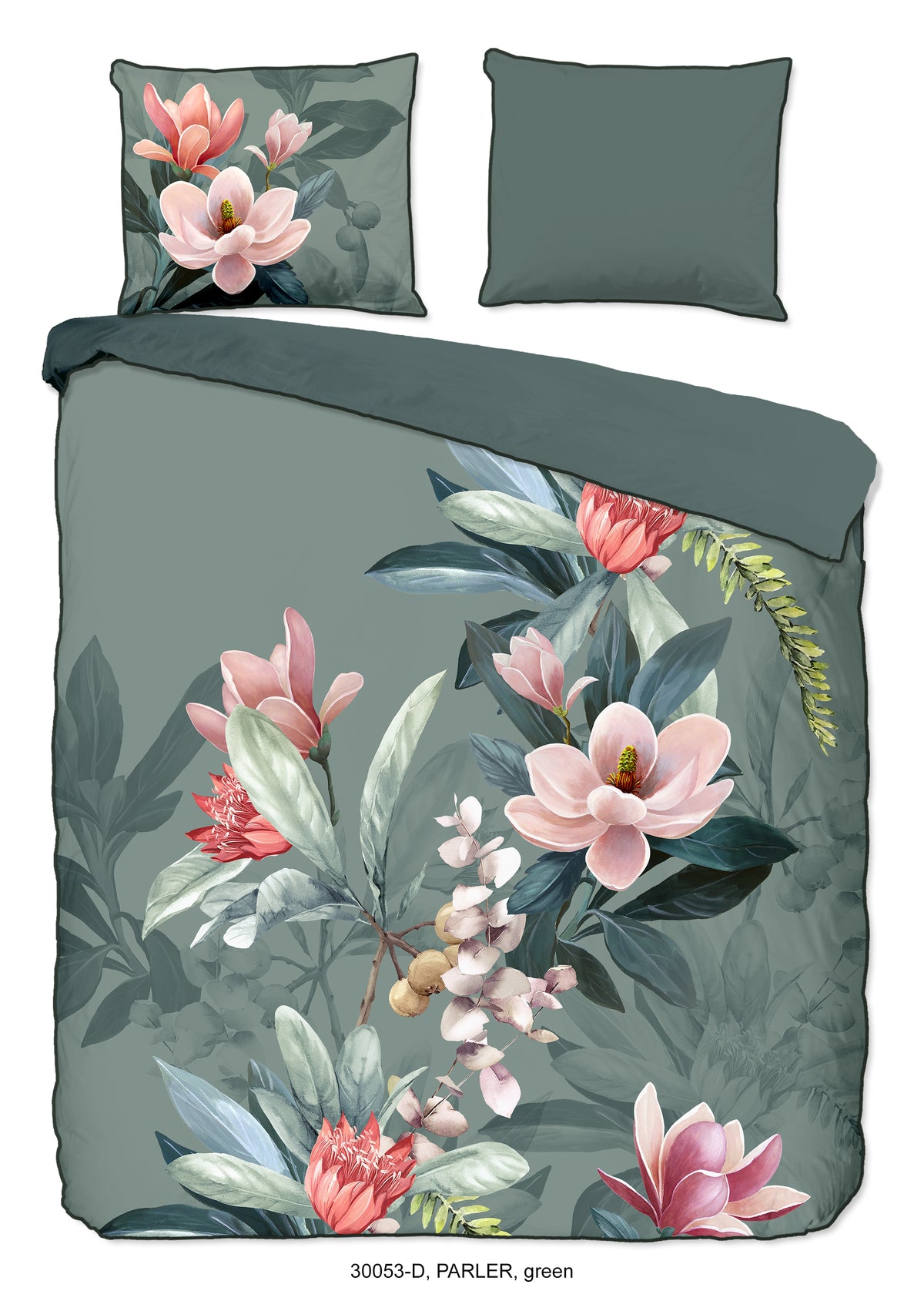 Descanso Satin Duvet Cover "Parler" - Grün - Dubbele instopflap