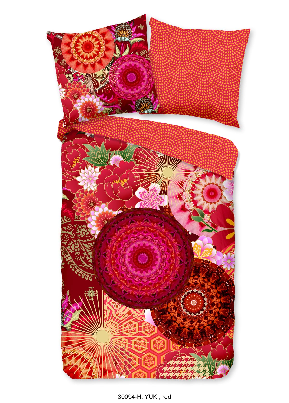 Hüft -Satin -Bettdecke "Yuki" - Rot - Rits
