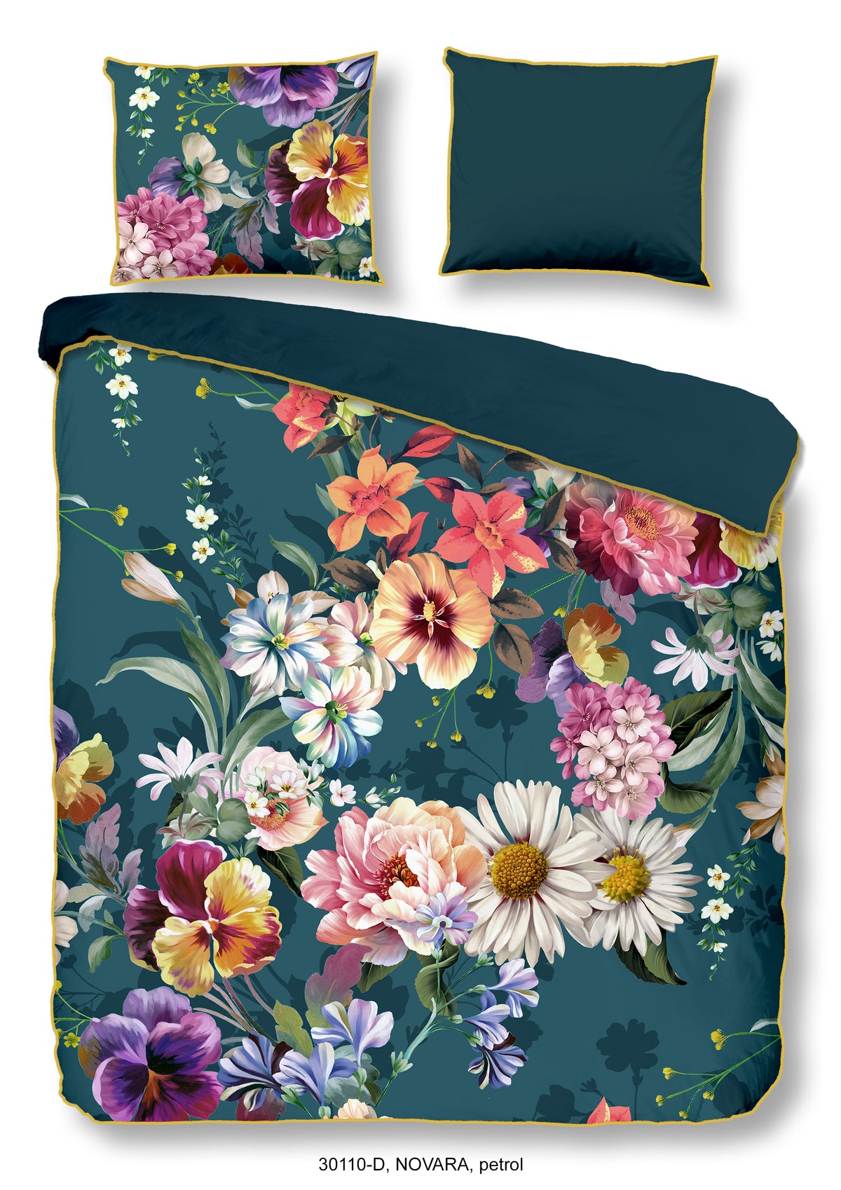 Descanso Satin Bettdecke "Novara" - Benzin - Dubbele instopflap