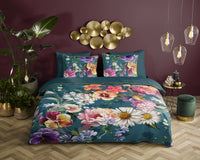 Descanso Satin Bettdecke "Novara" - Benzin - Dubbele instopflap