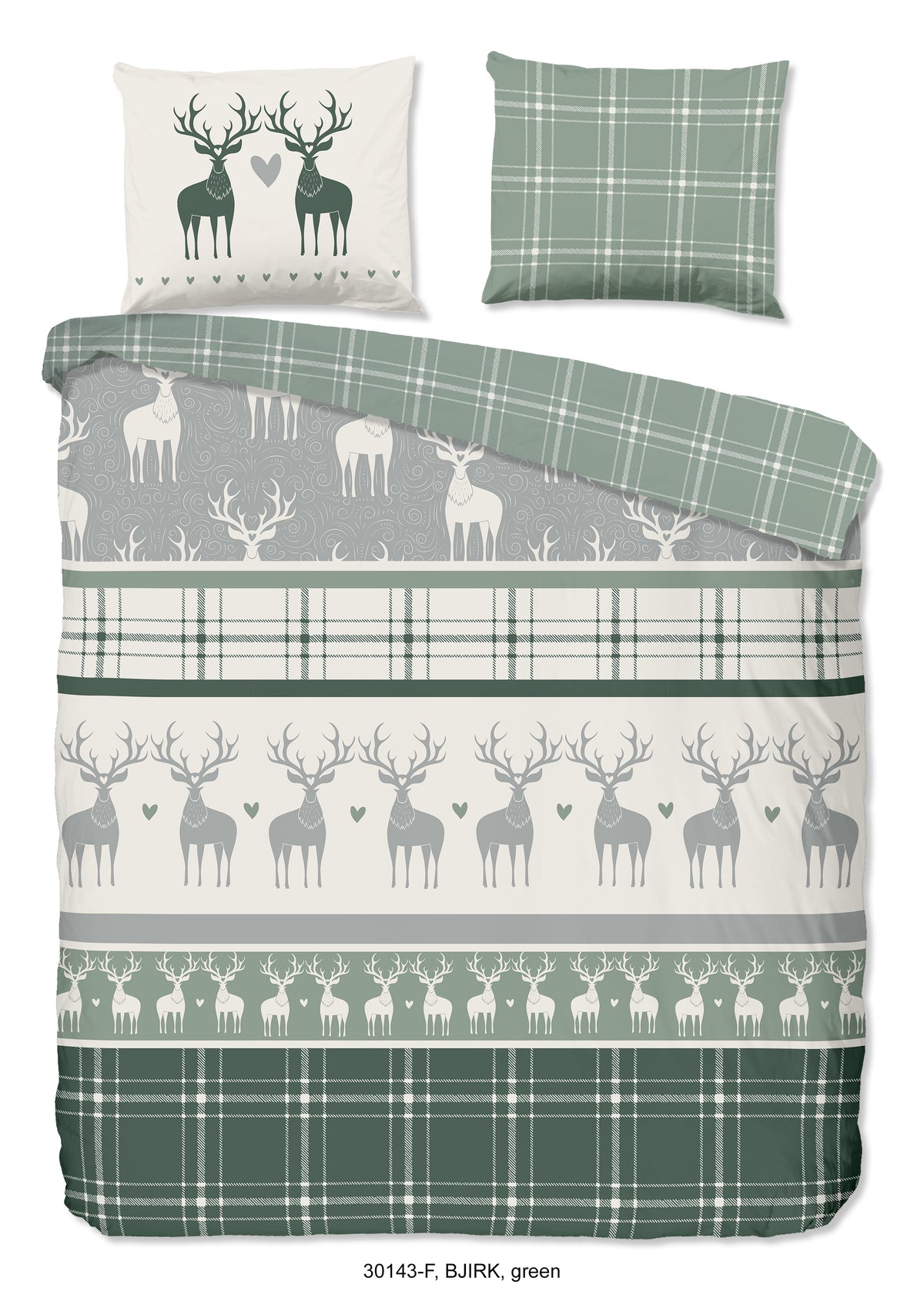 Guten Morgen Flanellen Duvet Cover "Bjirk" - Grün - Dubbele instopflap