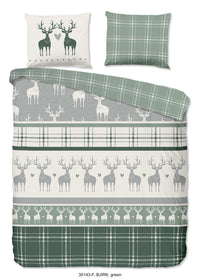 Guten Morgen Flanellen Duvet Cover "Bjirk" - Grün - Dubbele instopflap