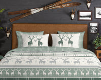 Guten Morgen Flanellen Duvet Cover "Bjirk" - Grün - Dubbele instopflap