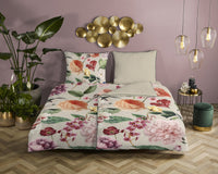 Descanso Satin Bettdecke "Fiori" - Sand - Rits