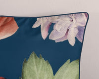 Descanso Satin Duvet Cover "Fiori" - Blau - Rits
