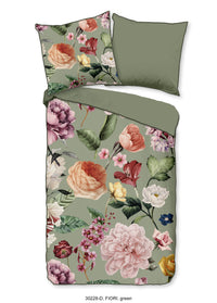 Descanso Satin Bettdecke "Fiori" - Grün - Rits