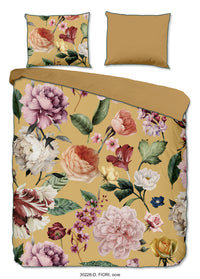 Descanso Satin Duvet Cover "Fiori" - Oker - Dubbele instopflap