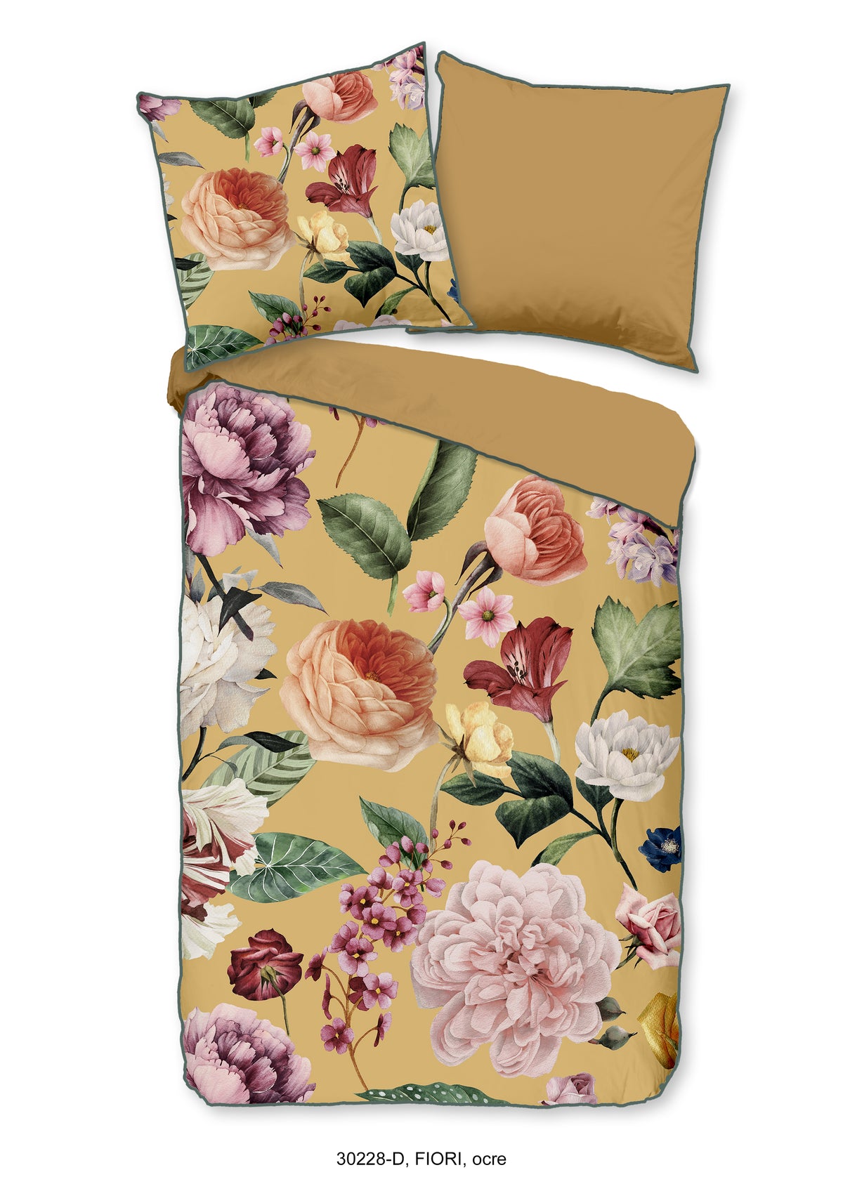 Descanso Satin Duvet Cover "Fiori" - Oker - Rits