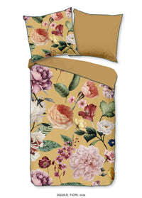 Descanso Satin Duvet Cover "Fiori" - Oker - Rits