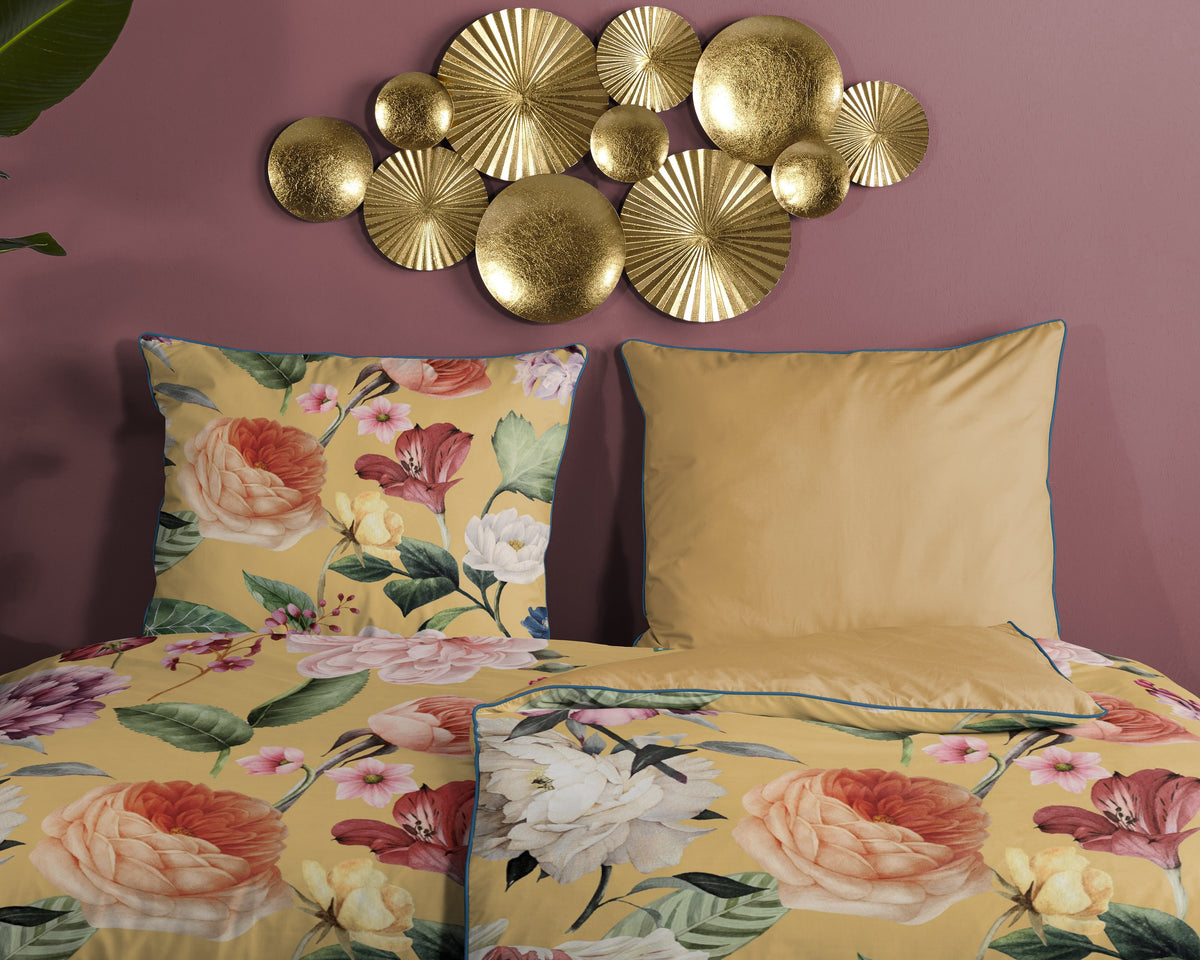 Descanso Satin Duvet Cover "Fiori" - Oker - Rits