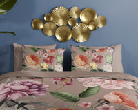 Descanso Satin Duvet Cover "Fiori" - Taupe - Dubbele instopflap