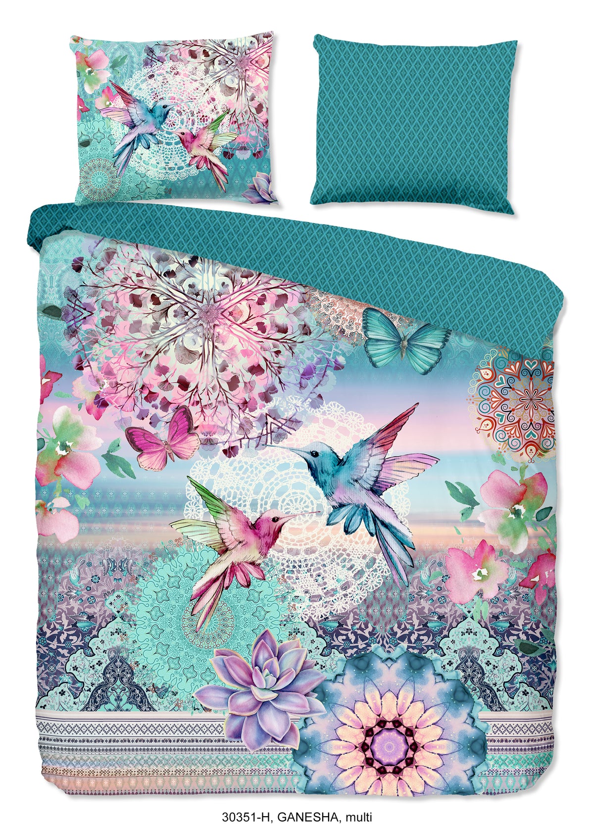 Hip Satin Duvet Cover "Ganesha" - Multi - Dubbele instopflap