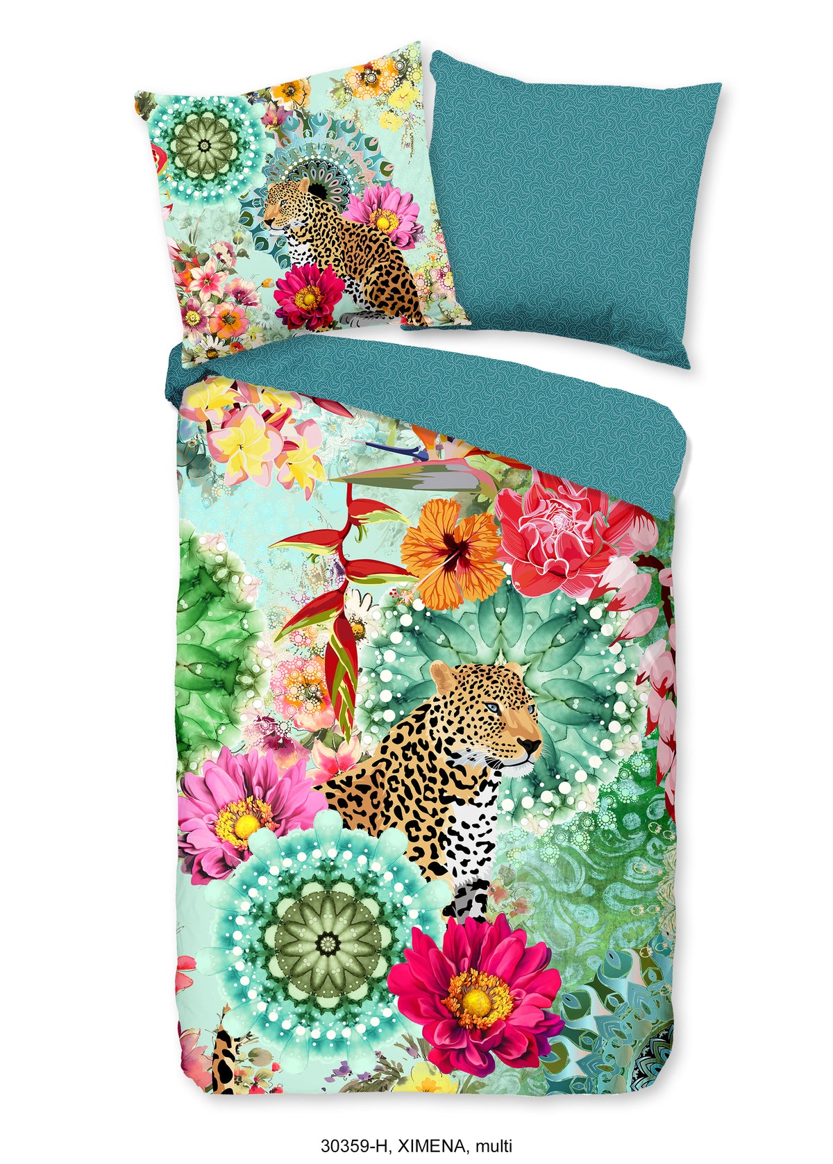 HIP Satin-Bettwäsche „Ximena“ – Blumen & Tiere in lebendigem Multicolor