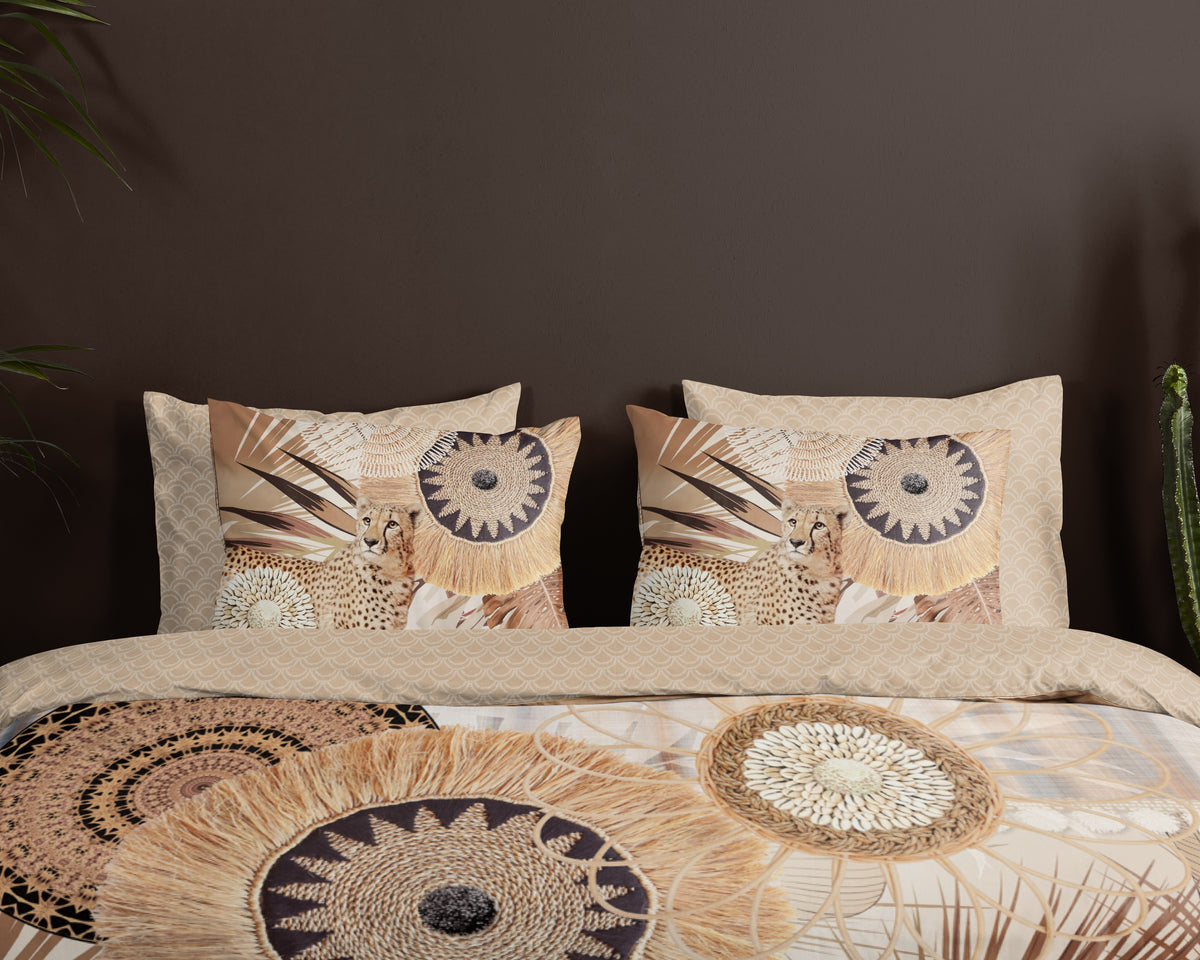 Hip Satin Duvet Cover "Raeni" - Taupe - Dubbele instopflap
