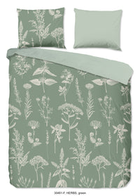 Guten Morgen Flanellen Duvet Cover "Kräuter" - grün - Dubbele instopflap