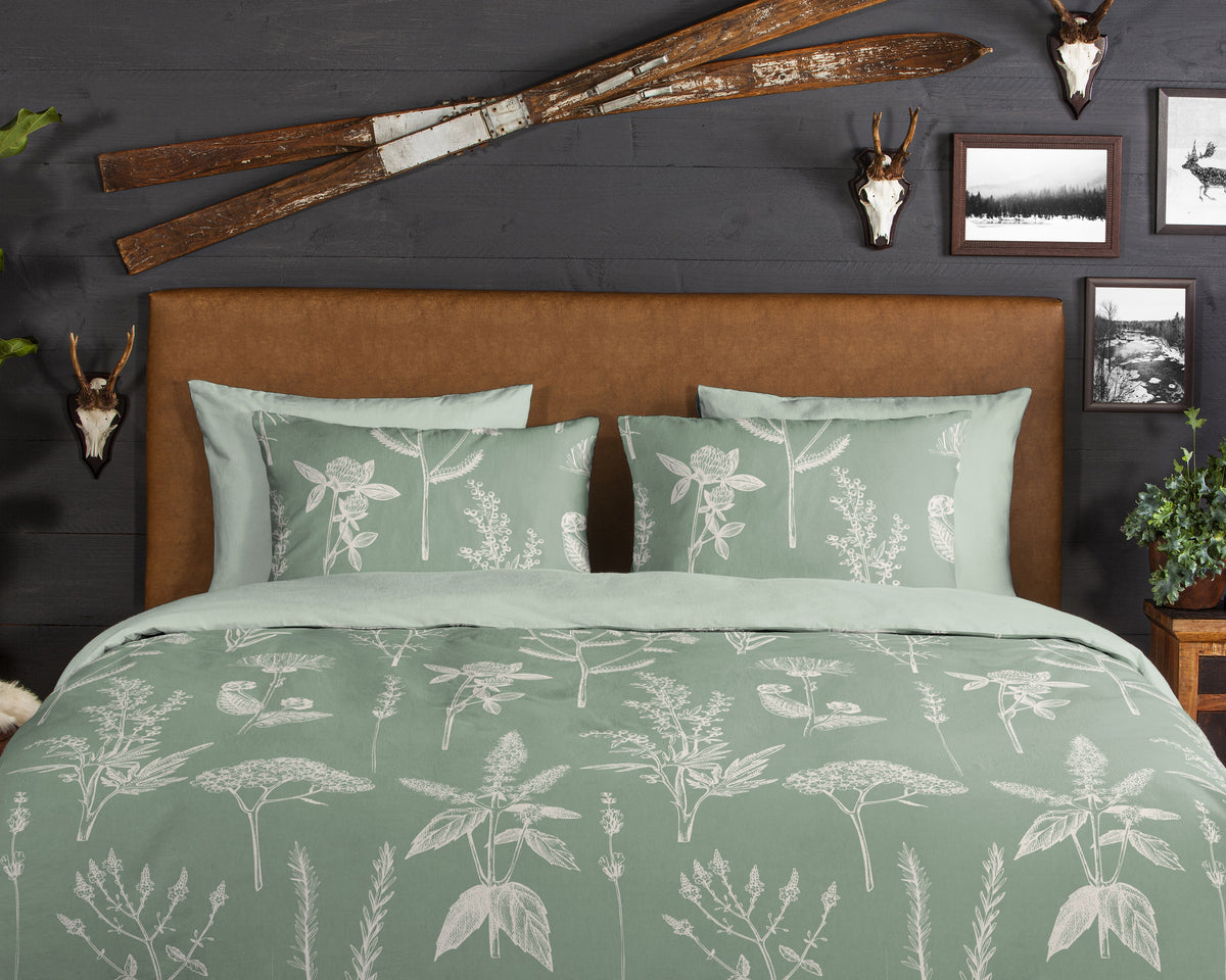 Guten Morgen Flanellen Duvet Cover "Kräuter" - grün - Dubbele instopflap