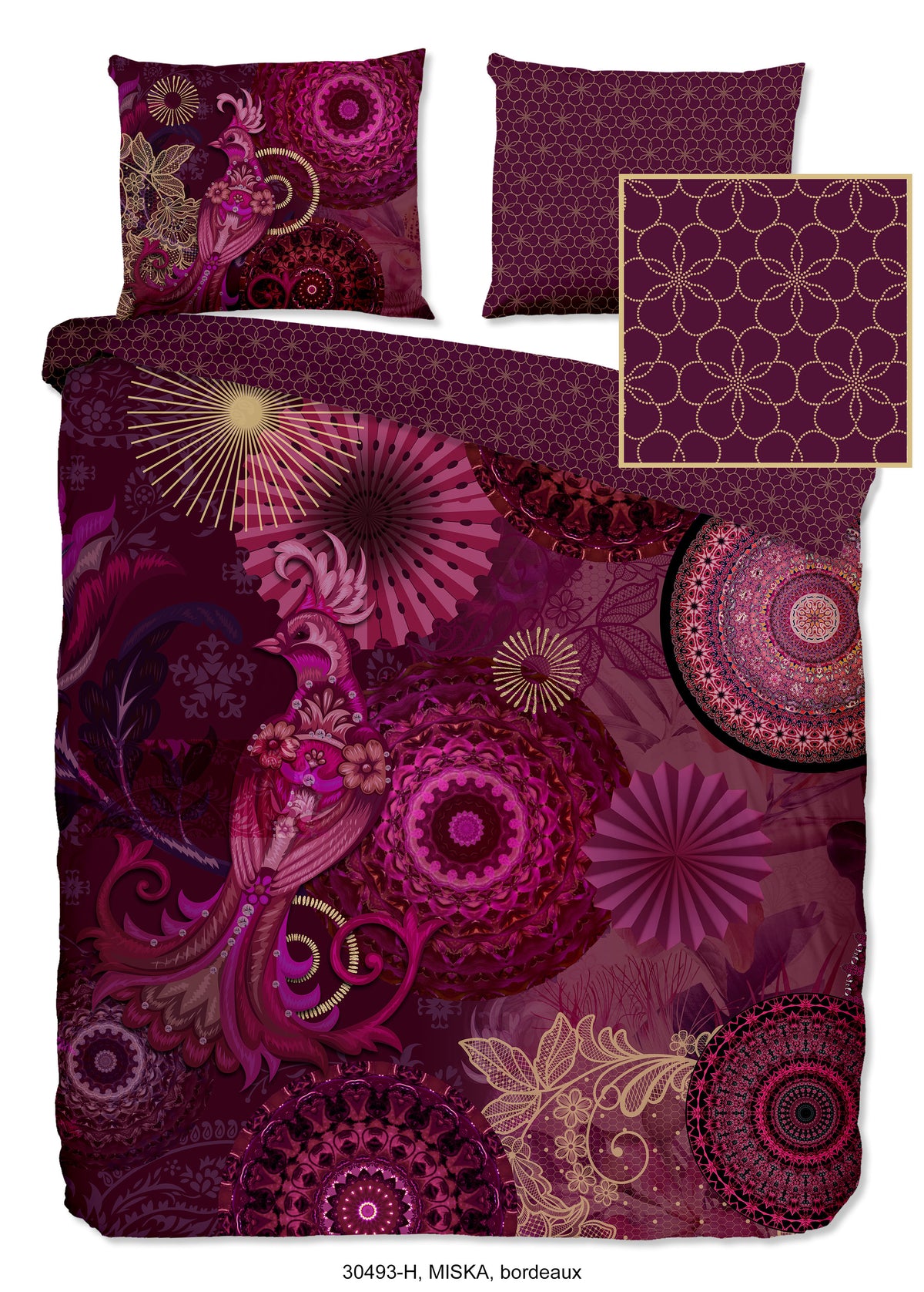 Hip Satin Duvet Cover "Miska" - Bordeaux - Dubbele instopflap