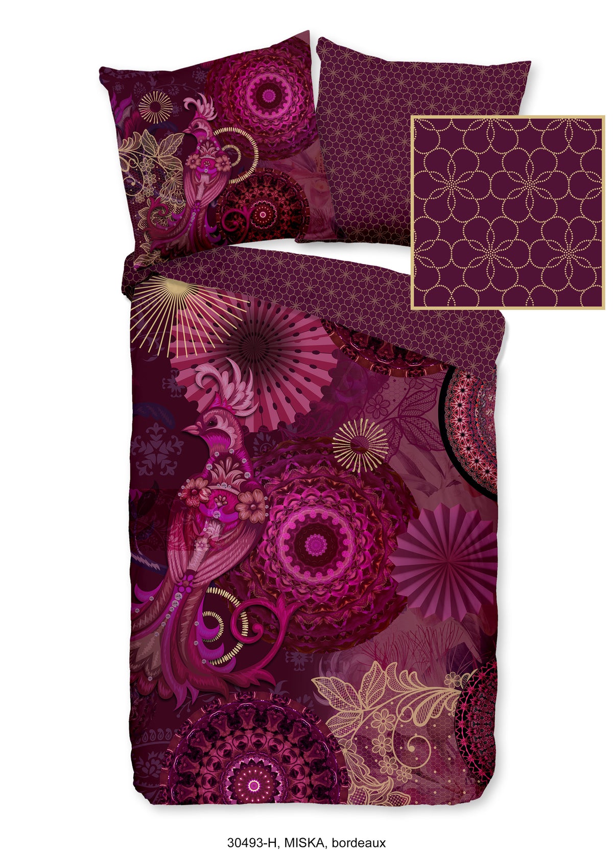 Hip Satin Duvet Cover "Miska" - Bordeaux - Rits