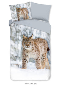 Guten Morgen Flanelled Bettbedeckung "Lynx" - Grau - Dubbele instopflap