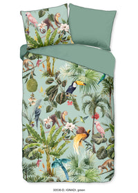 Descanso Satin Bettdecke "Ignadi" - grün - Dubbele instopflap