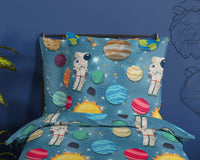 Guten Morgen Flanellen Kinderbecher Cover "Spaceworld" - Blau - Rits
