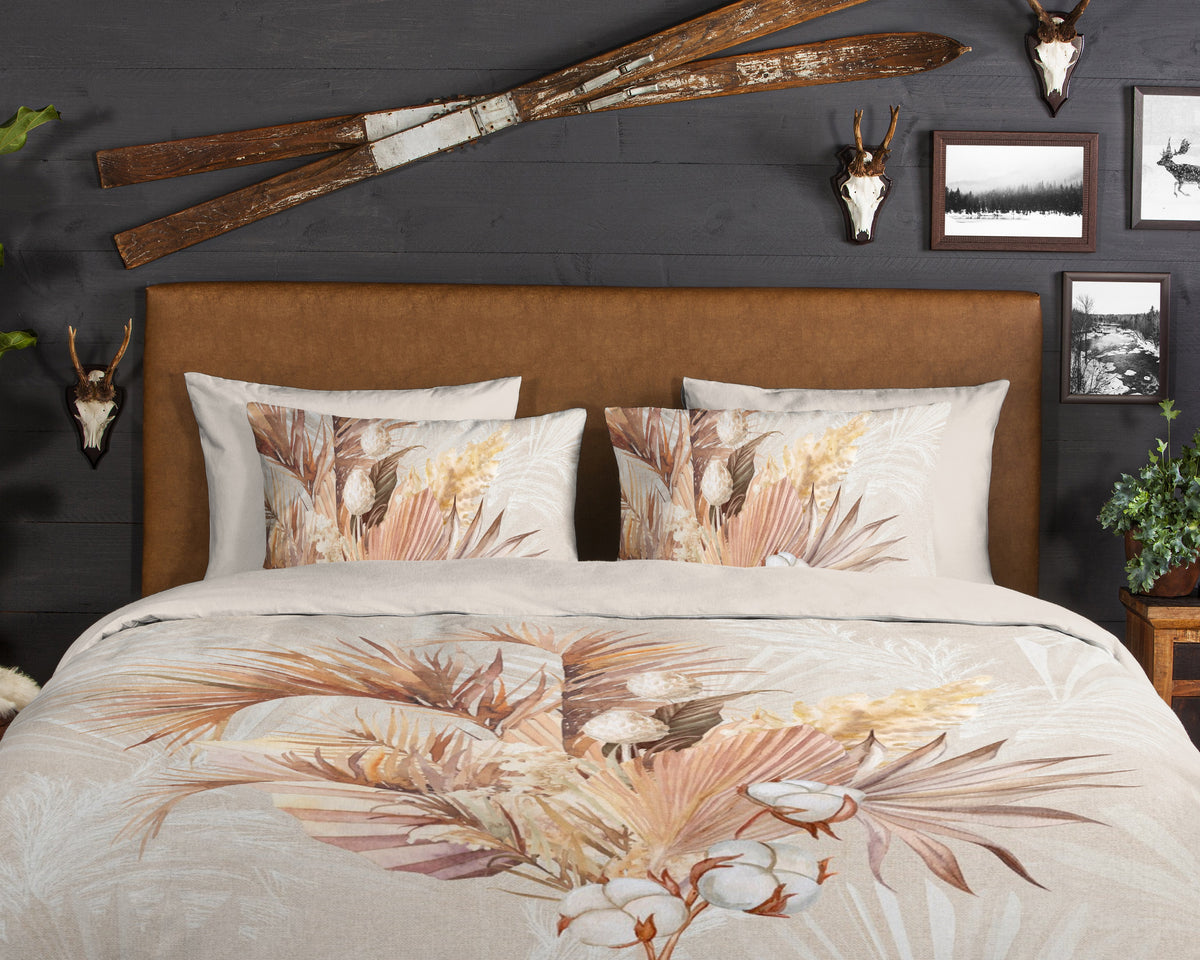 Guten Morgen Flanellen Duvet Cover "Gia" - Sand - Dubbele instopflap