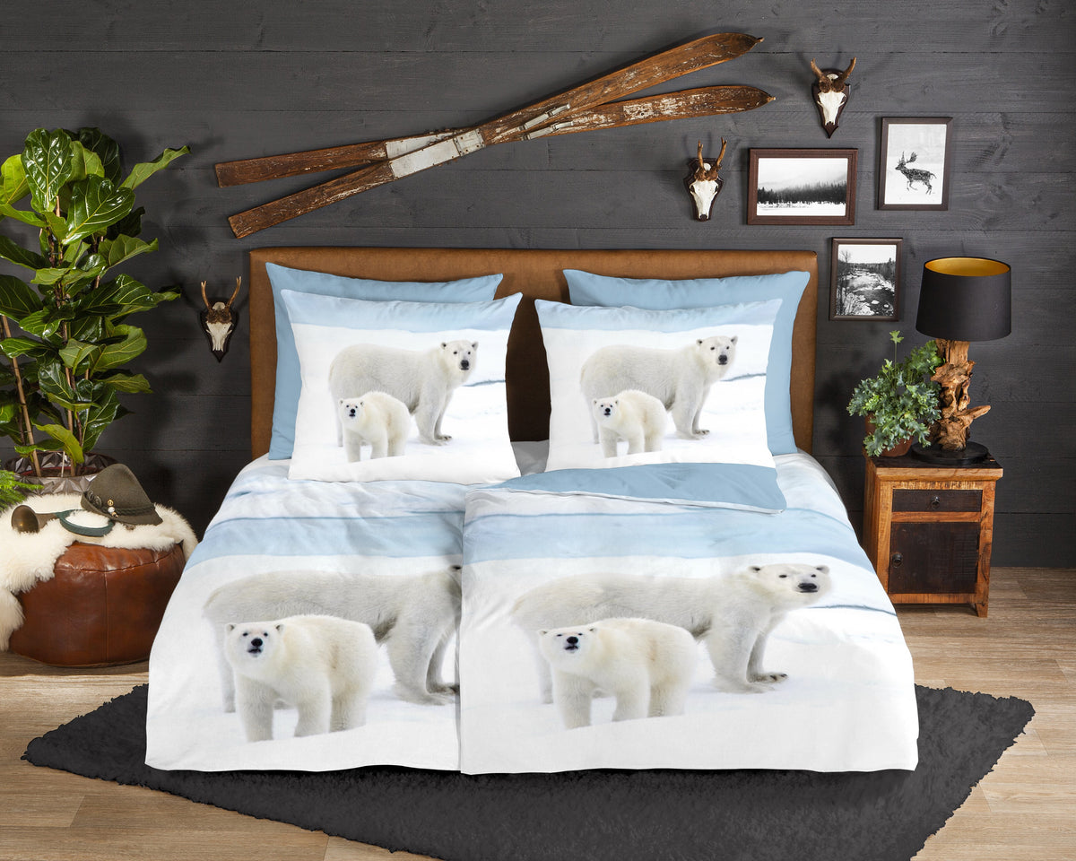 Guten Morgen Flanellen Duvet Cover "Care" - Blau - Rits