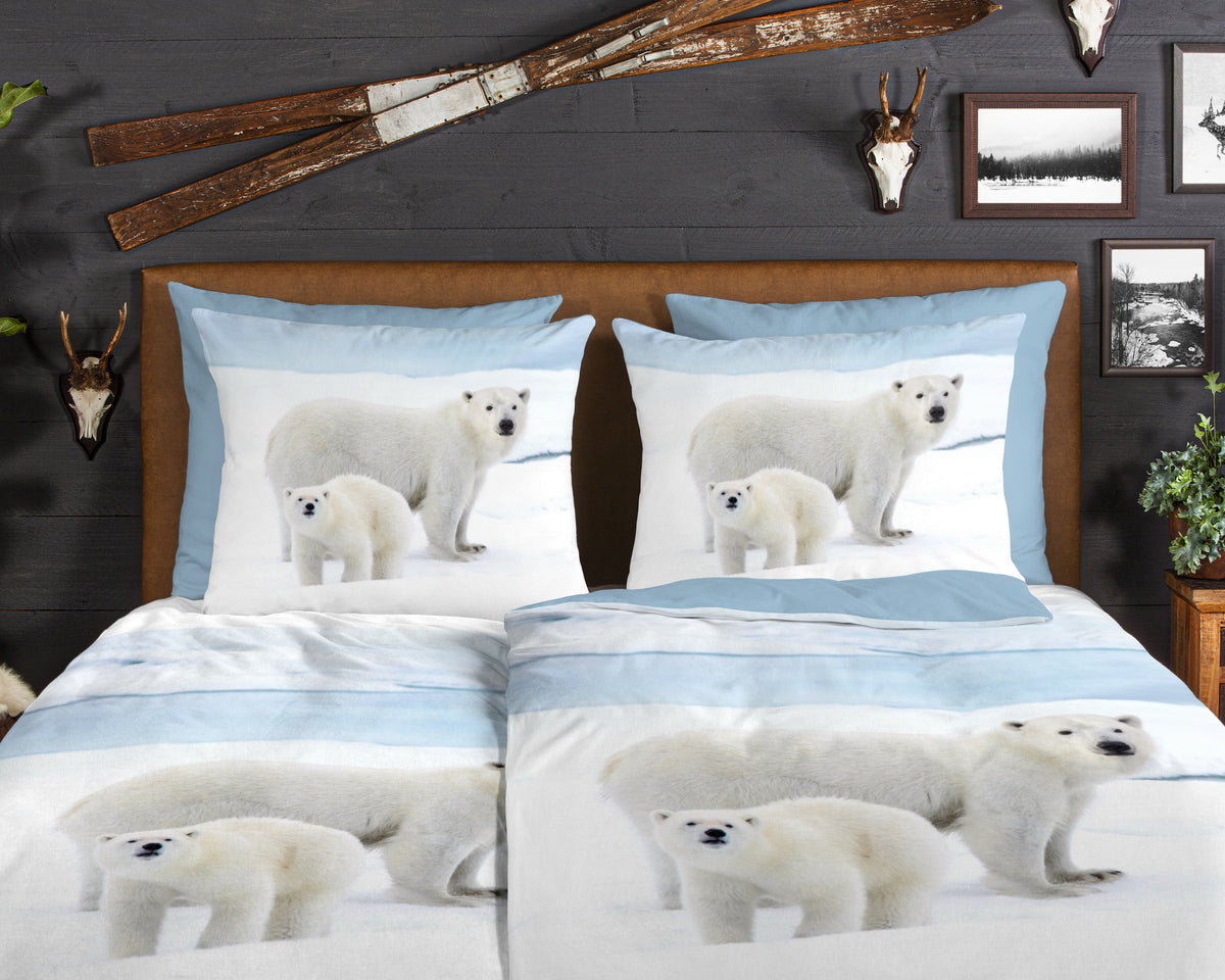 Guten Morgen Flanellen Duvet Cover "Care" - Blau - Rits