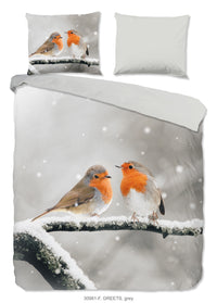 Guten Morgen Flanellen Duvet Cover "Greets" - Grau - Dubbele instopflap