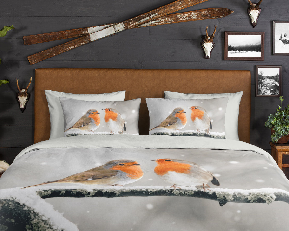 Guten Morgen Flanellen Duvet Cover "Greets" - Grau - Dubbele instopflap