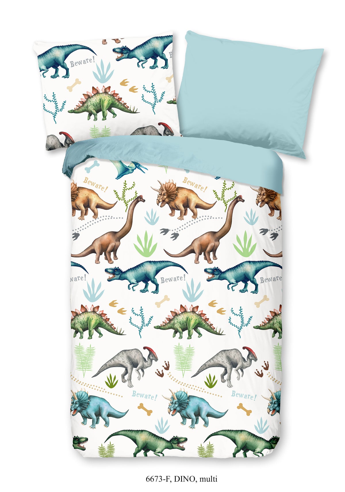 Guten Morgen Flanellen Duvet Cover "Dino" - Multi - Rits