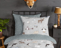 Guten Morgen Flanellen Children's Cupbed Cover "Arctic" - Grau - Rits
