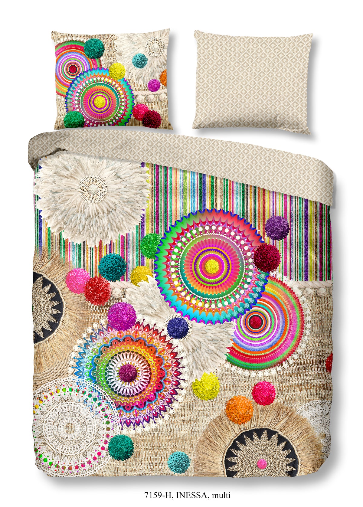 Hip Satin Duvet Cover "Inessa" - Multi - Dubbele instopflap