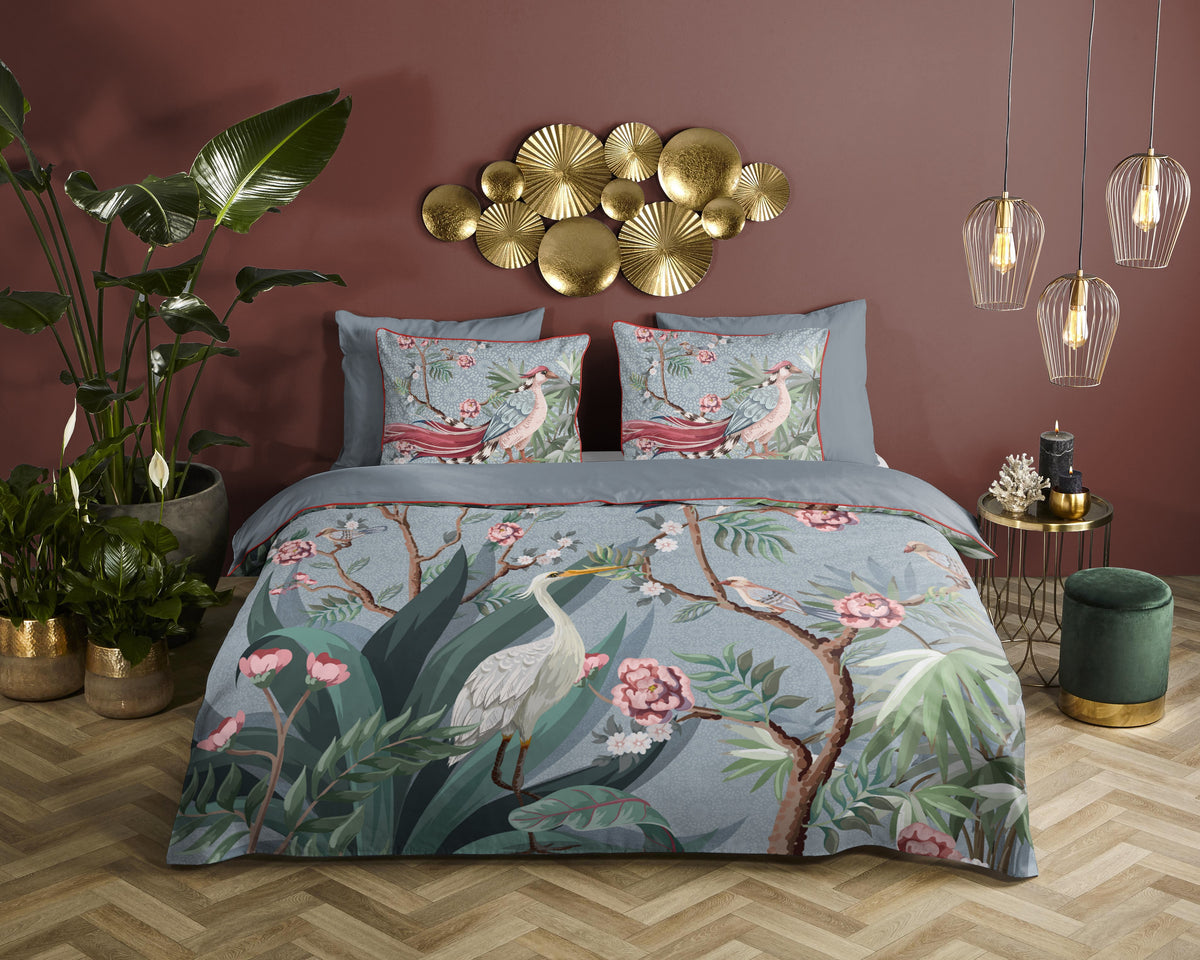 Descanso Satin Bettdecke "Sarenza" - Grau - Dubbele instopflap