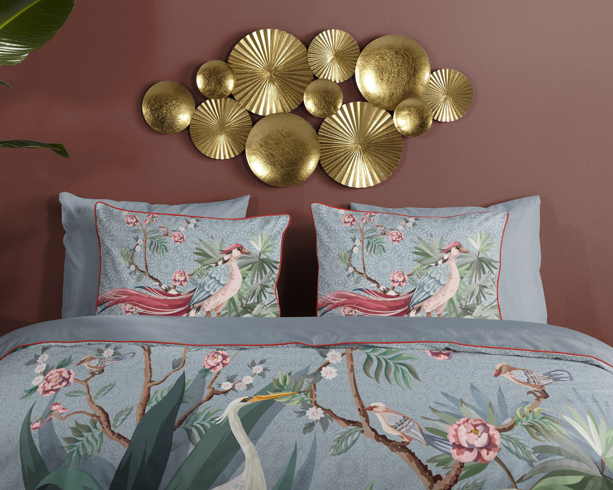 Descanso Satin Bettdecke "Sarenza" - Grau - Dubbele instopflap