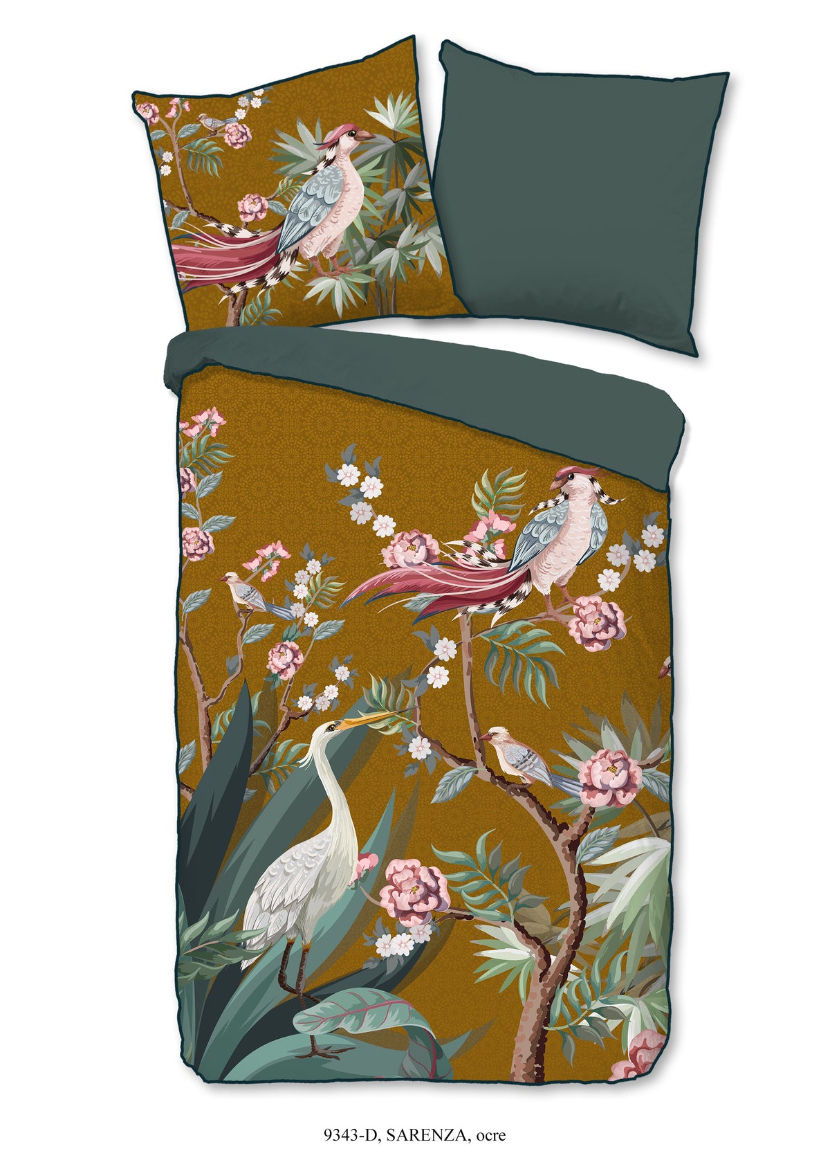 Descanso Satin-Bettwäsche „Sarenza“ – Eleganz in Ocker mit floralen Akzenten