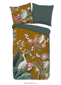 Descanso Satin-Bettwäsche „Sarenza“ – Eleganz in Ocker mit floralen Akzenten