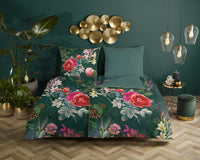 Descanso Satin Duvet Cover "Simone" - Grün - Rits